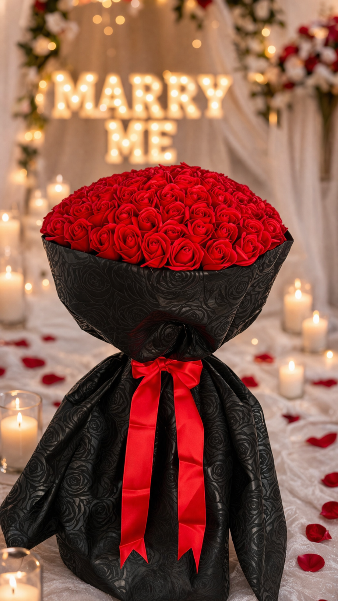 ❤ Романтичен букет от 101 червени сапунени рози – “Marry Me” ❤