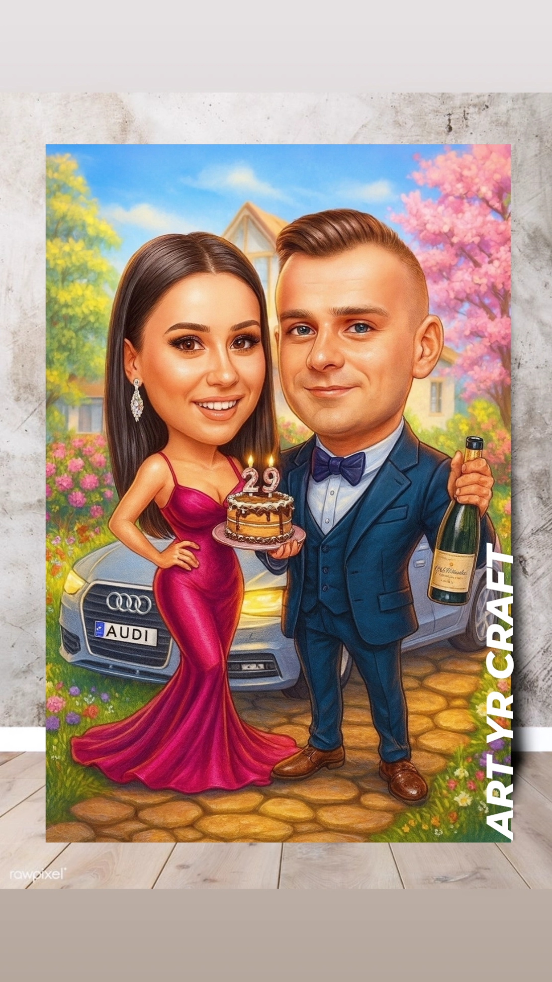 🎉 Персонализирана двойна карикатура „Празник в стил“ – идеален подарък за рожден ден или специален повод ?🎂