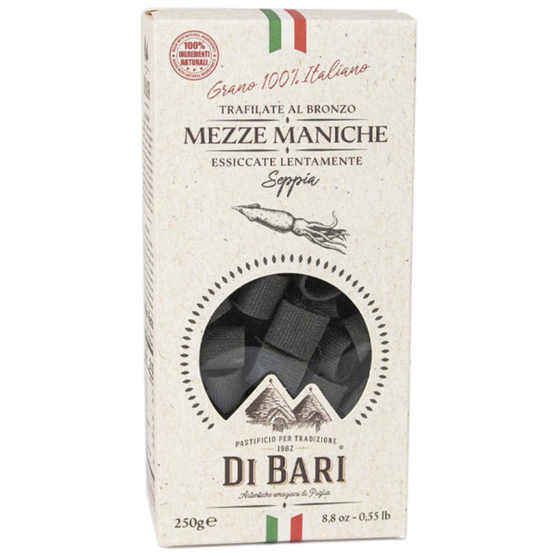 Медзе манике със сепия 250 гр - Mezze Maniche