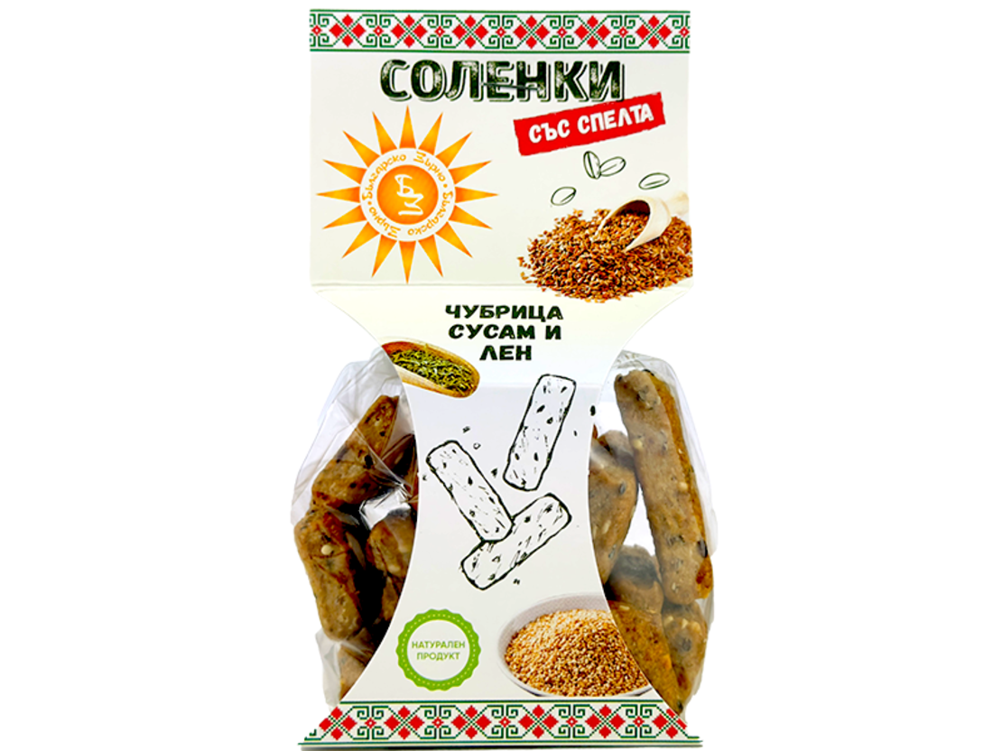 Соленки с чубрица, сусам и лен 120 гр