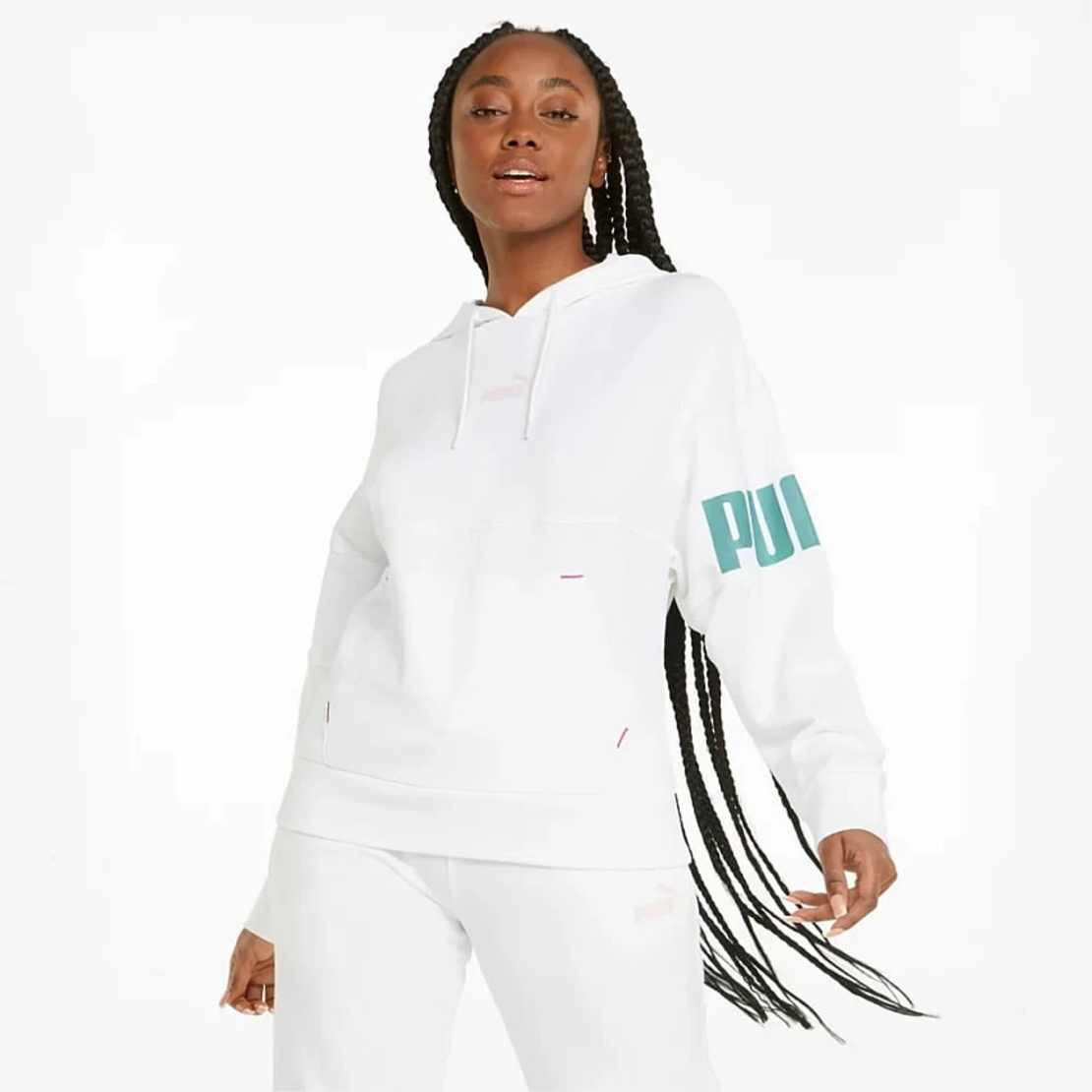 PUMA POWER COLORBLOCK HOODIE TR WHITE