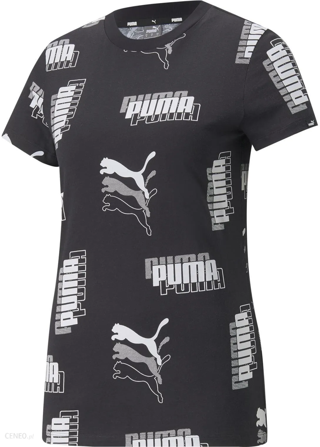 PUMA Printed Crew Neck Cotton Blend Black T-Shirt