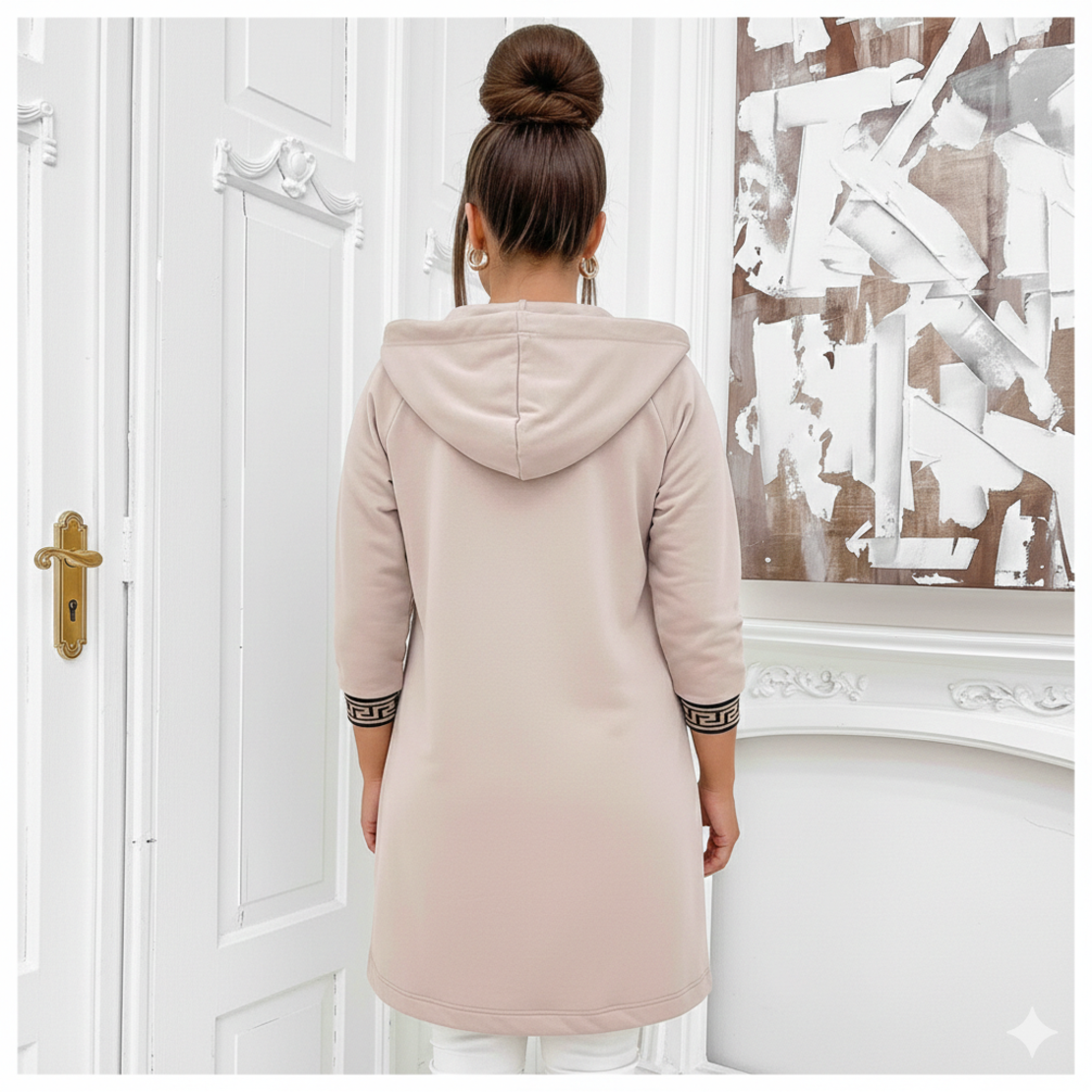 Дамски удължен суичър – бежов