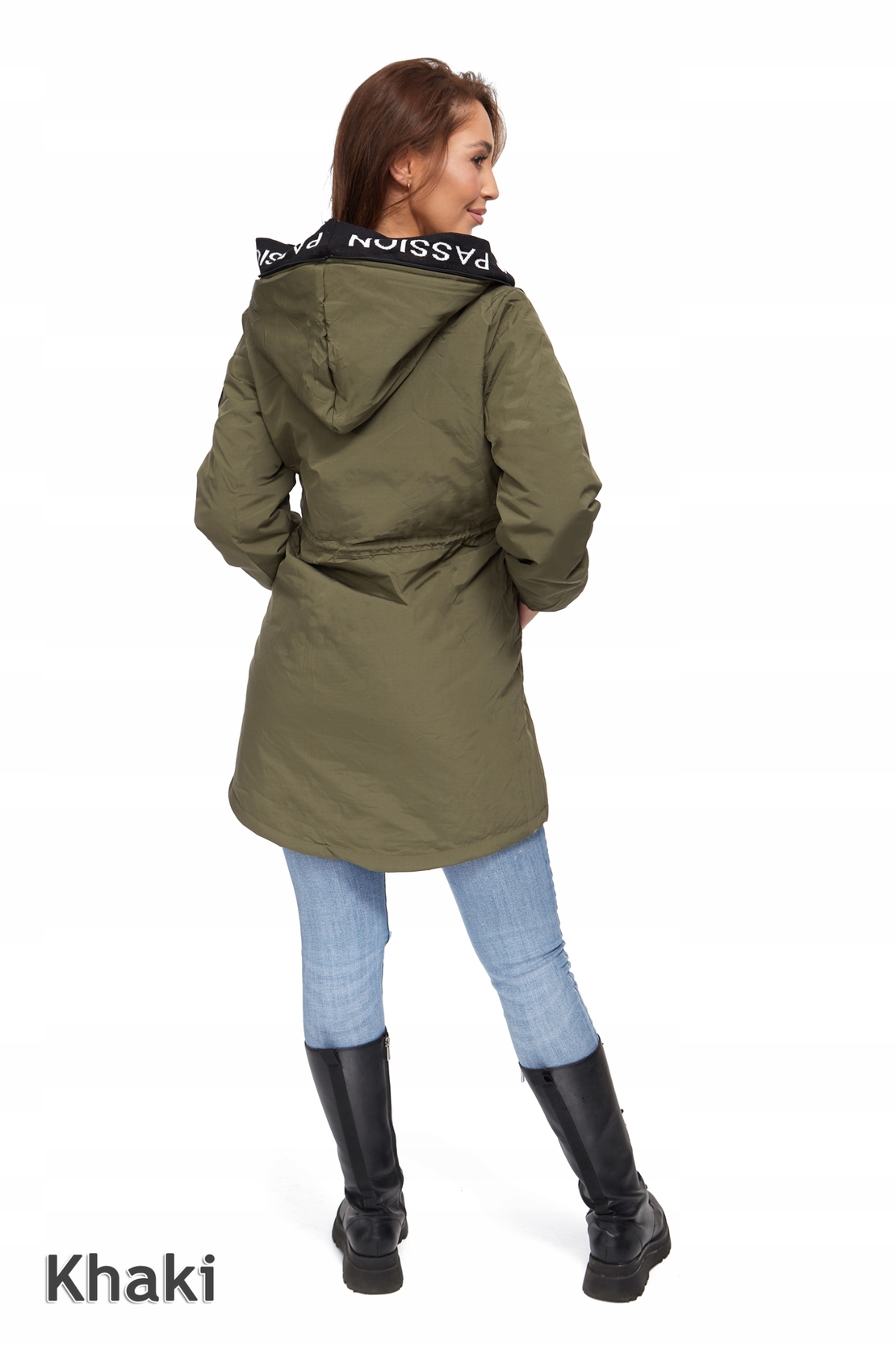 Асиметрично преходно яке в цвят маслина