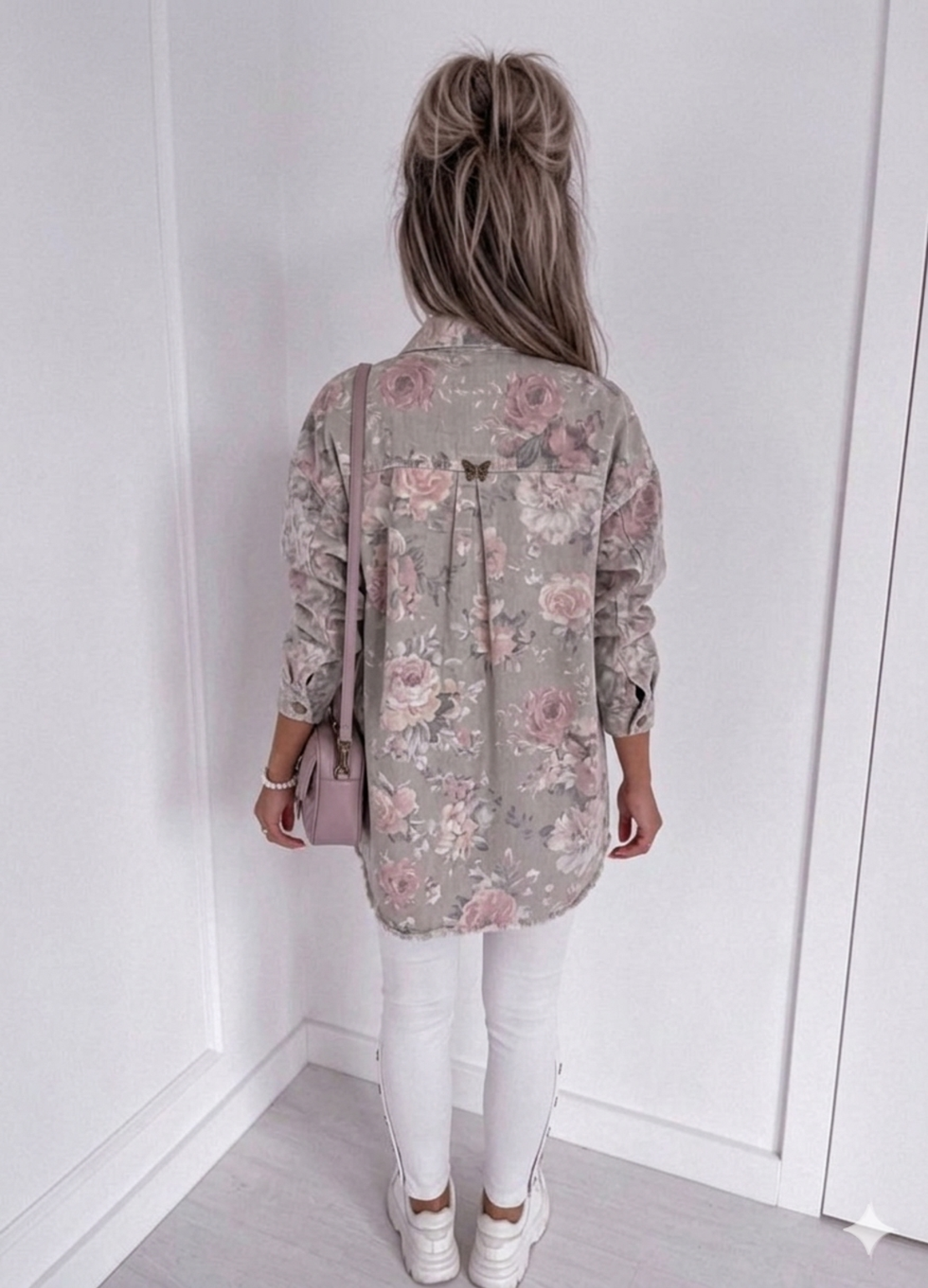 Дънково яке с флорален принт MAXI