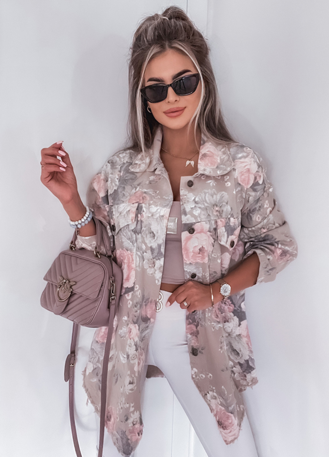 Дънково яке с флорален принт MAXI