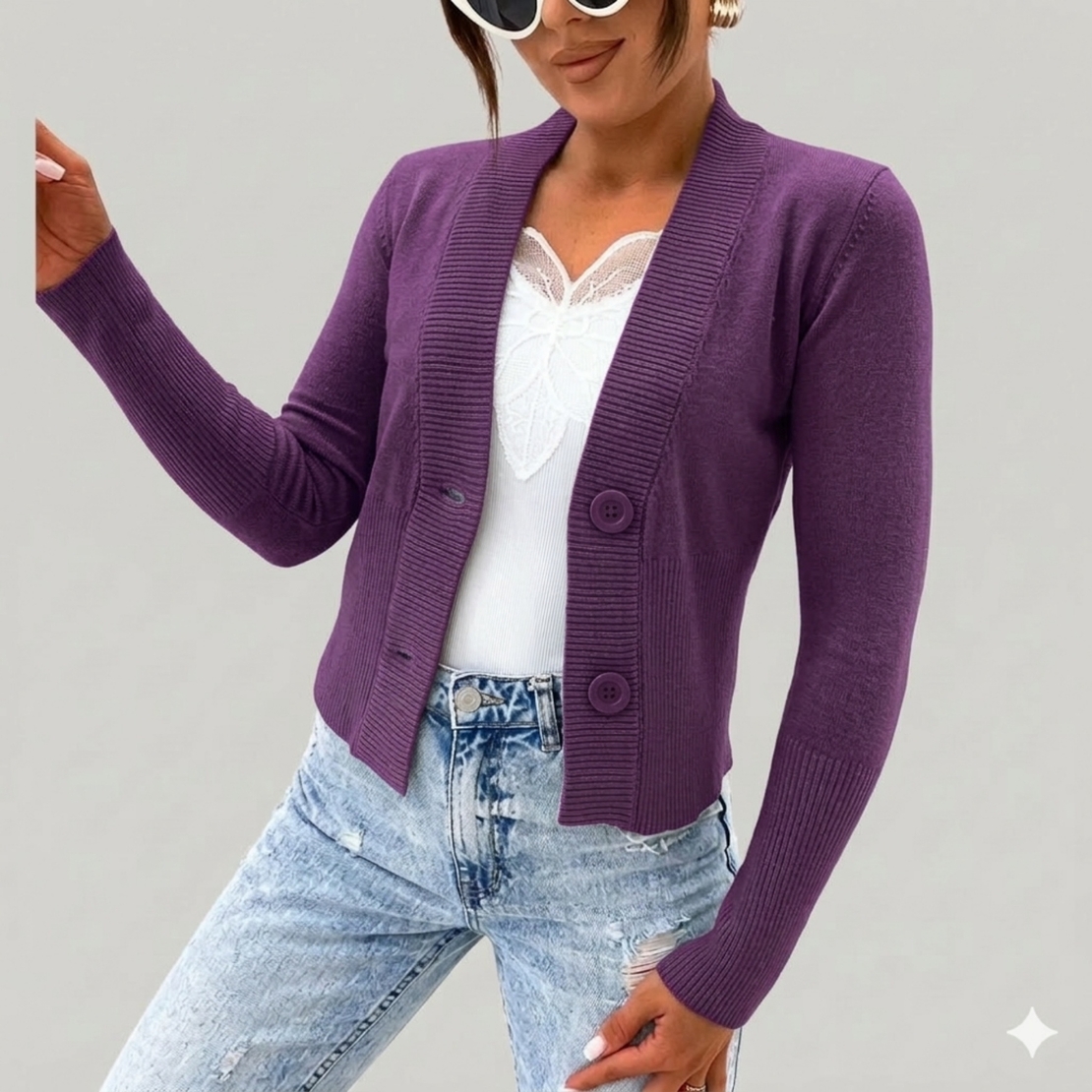 Дамска пролетна жилетка в лилав цвят – универсален размер S/M/L