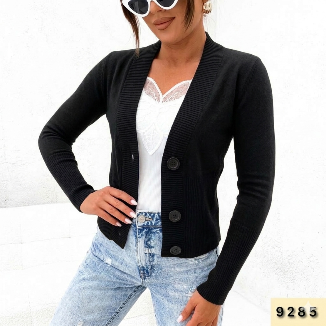 Дамска пролетна жилетка в черно – универсален размер S/M/L