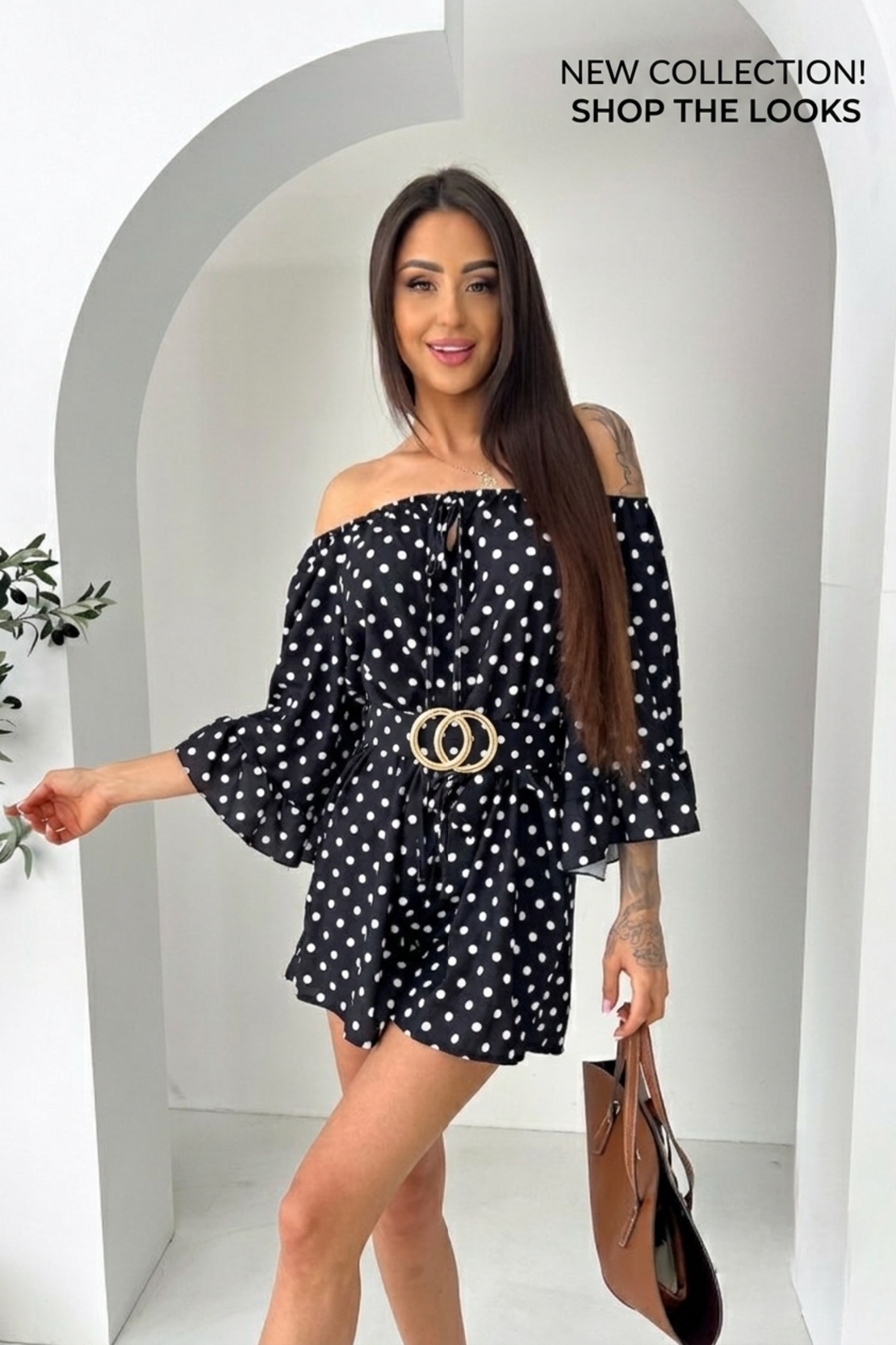 Мини гащеризон Dana на точки в черно