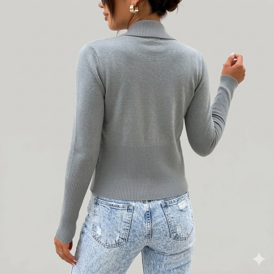 Дамска пролетна жилетка в сиво – универсален размер S/M/L