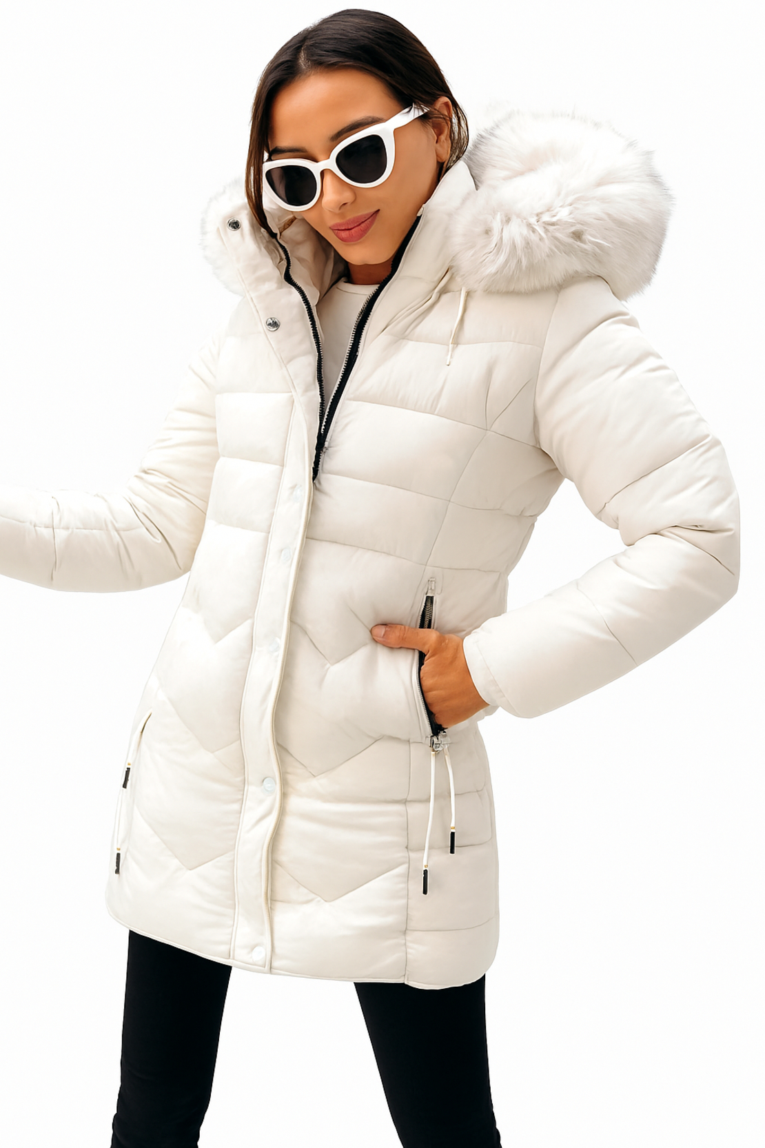 Дамско пухено яке Ecru