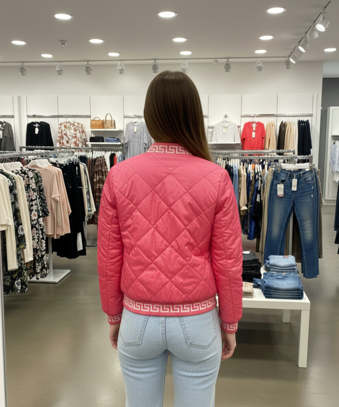 Дамско преходно бомбър яке в розово