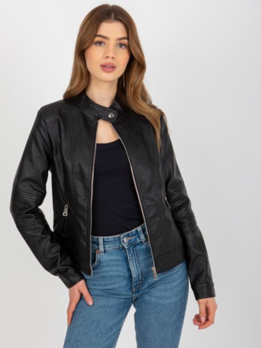 Дамско яке от еко кожа Black Elegance