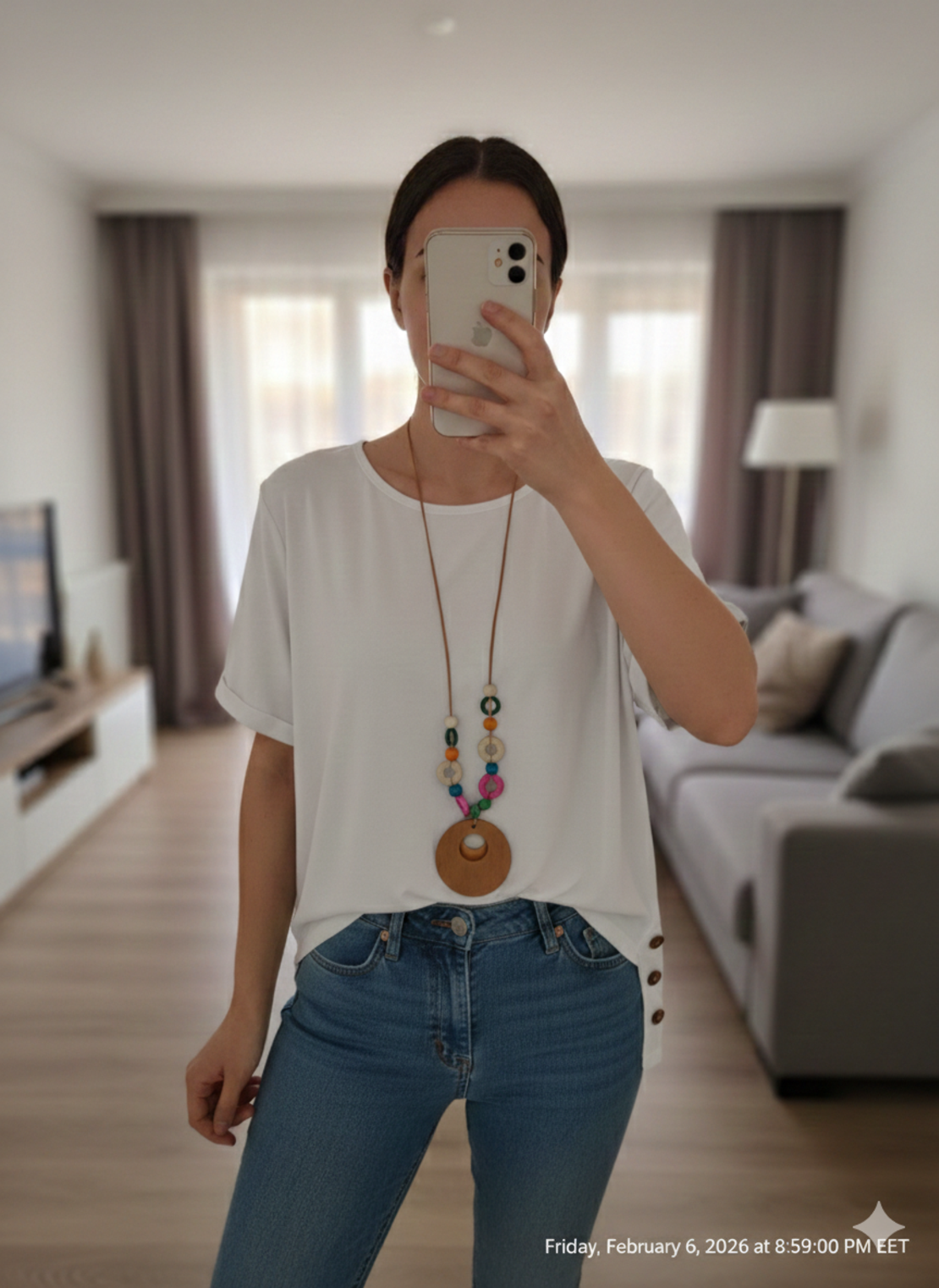 Дамска блуза с къс ръкав + аксесоар