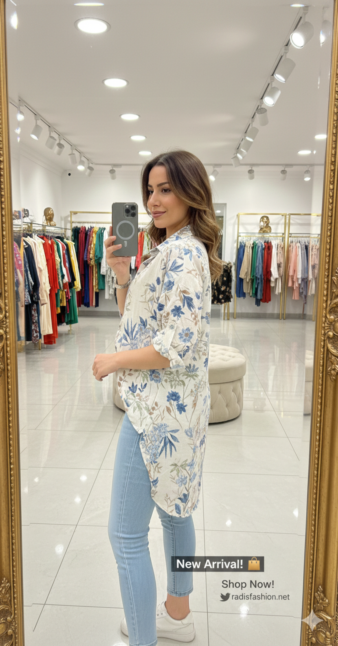 Дамска туника - риза с флорален принт, изработена от вискоза