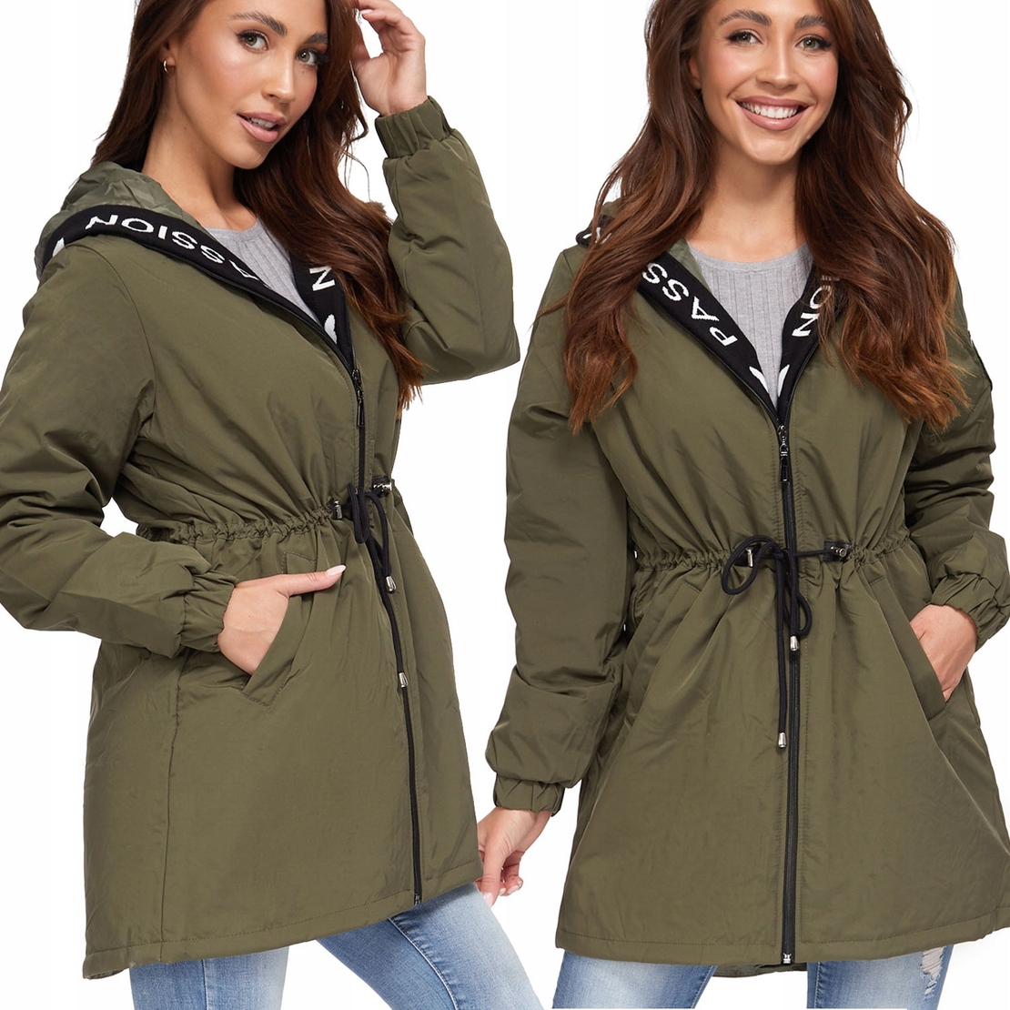 Асиметрично преходно яке в цвят маслина