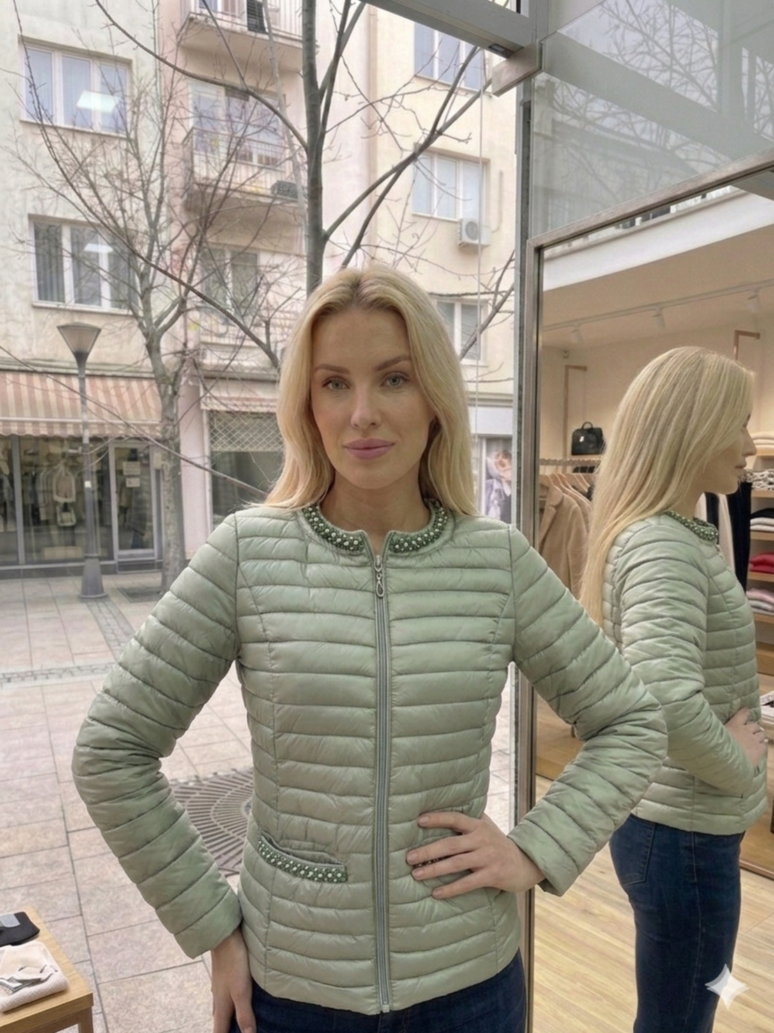 Преходно яке с перли