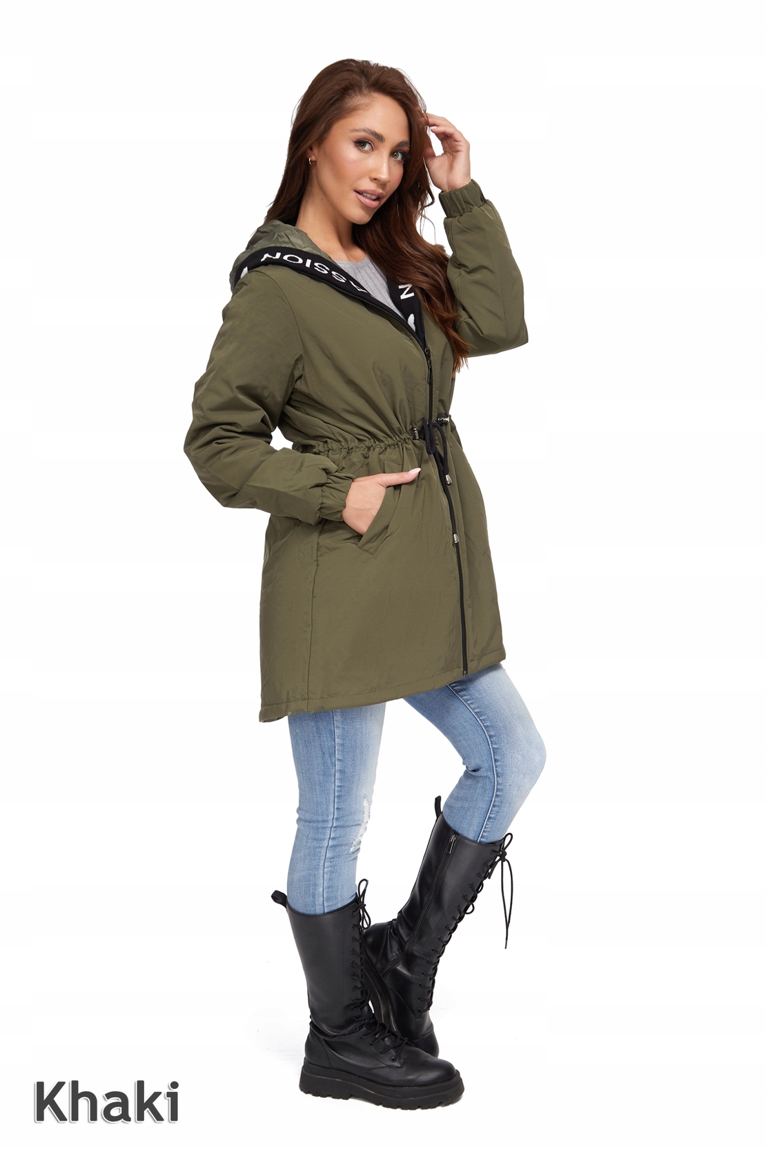 Асиметрично преходно яке в цвят маслина