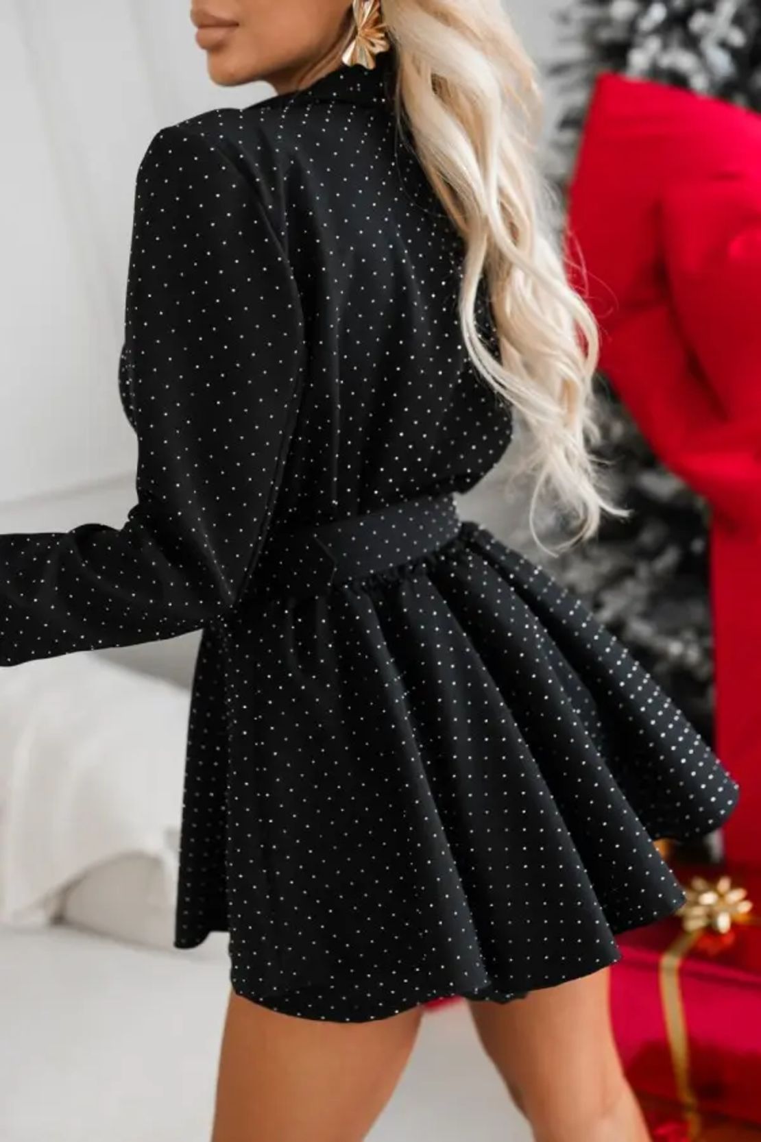 Елегантен гащеризон с камъни в черно