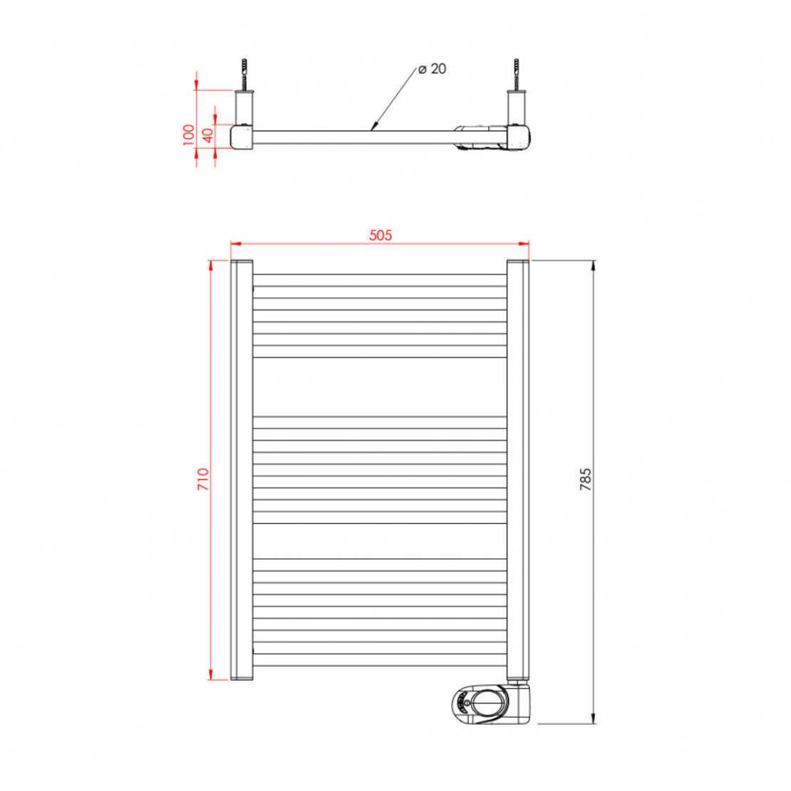 Електрическа лира за баня Tedan Noor 500W White