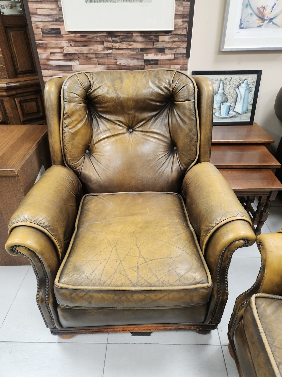 Фотьойл тип Chesterfield цвят уиски