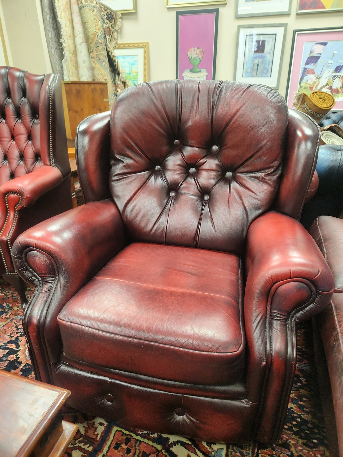 Фотьойл стил Chesterfield цвят Ox Blood