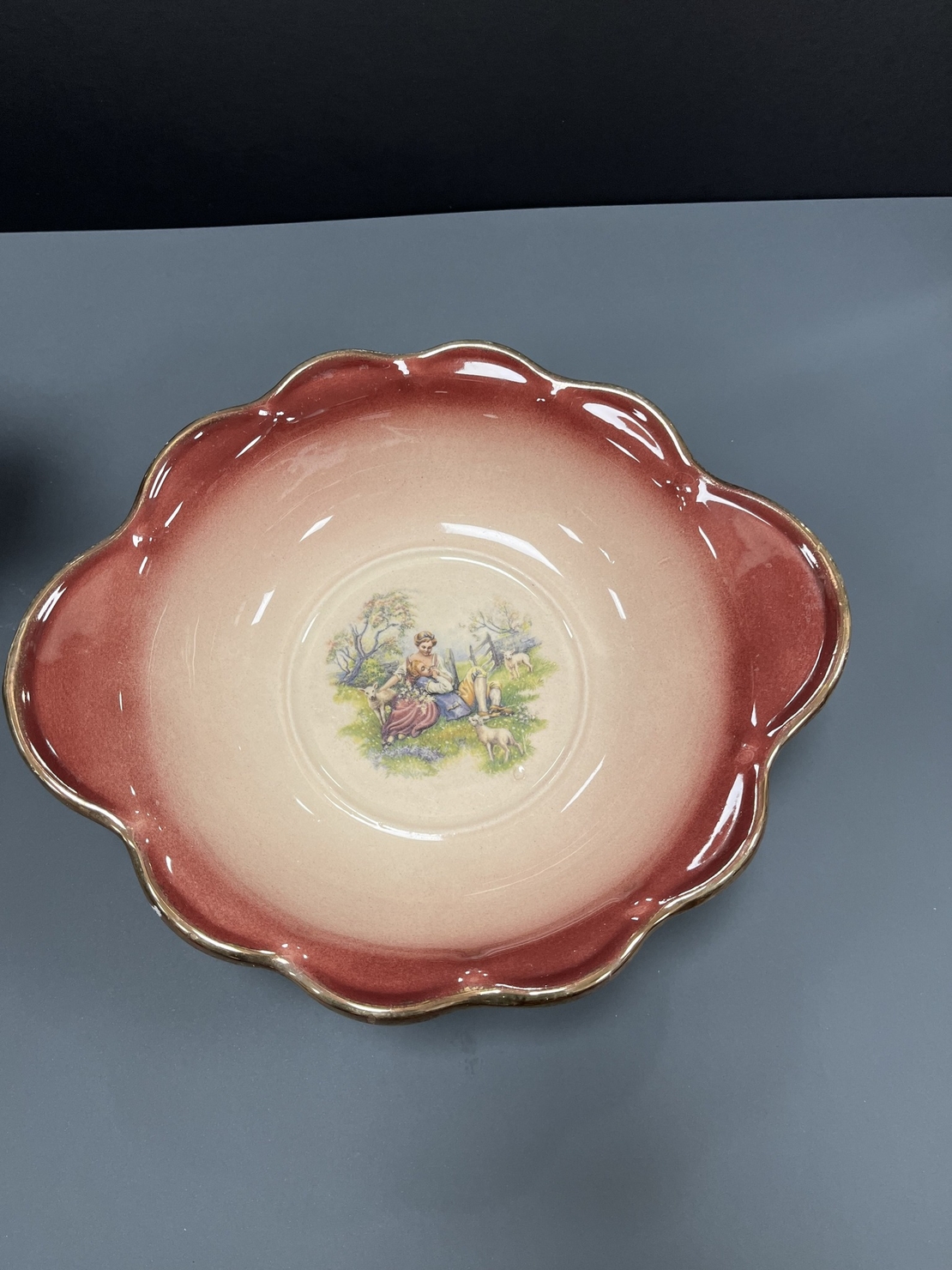 KLM Staffordshire кана и купа в розово със златен ръб
