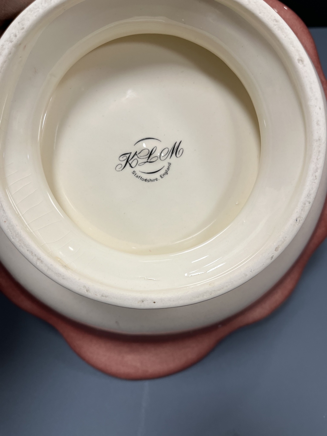 KLM Staffordshire кана и купа в розово със златен ръб