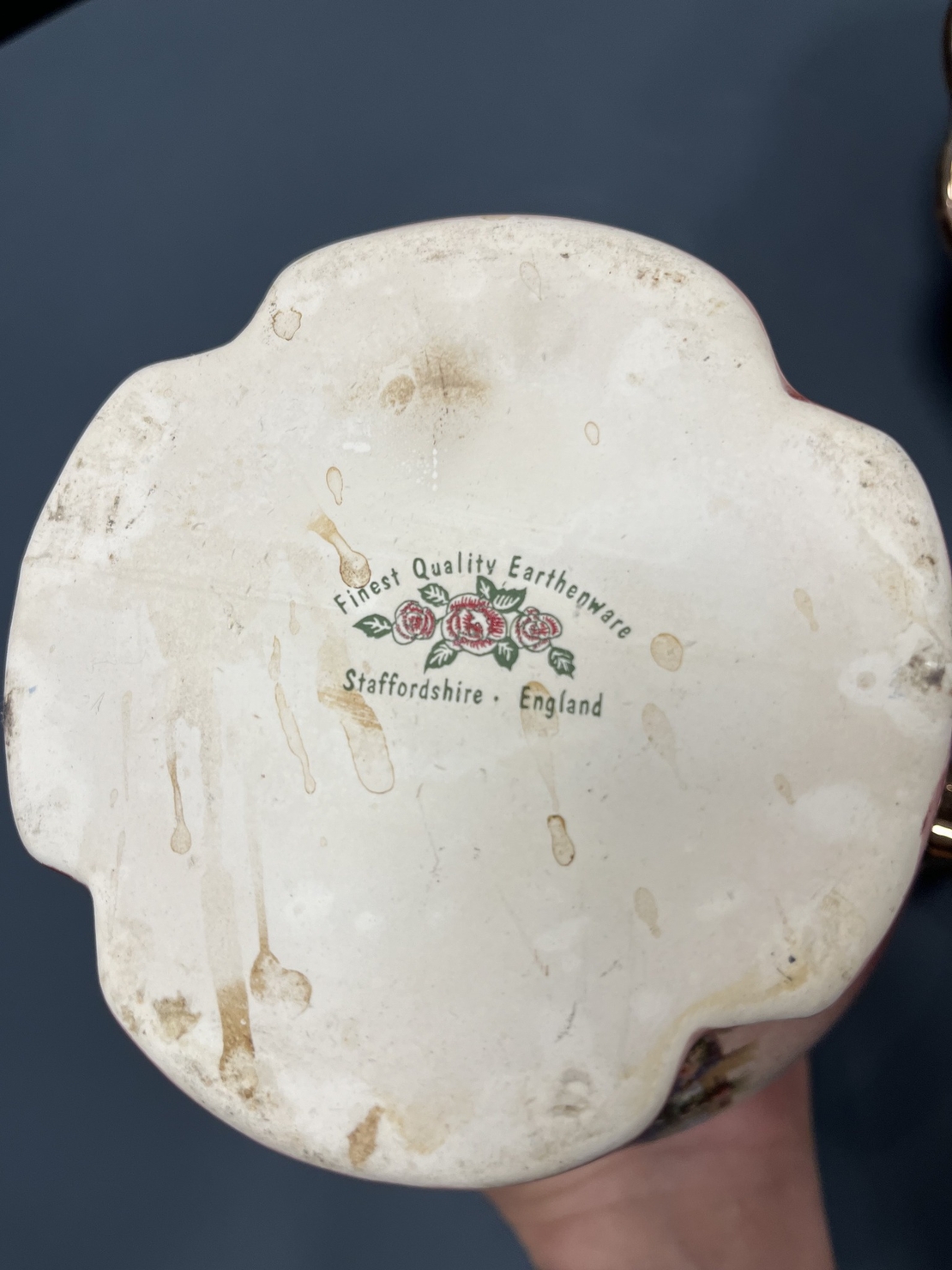 KLM Staffordshire кана и купа в розово със златен ръб