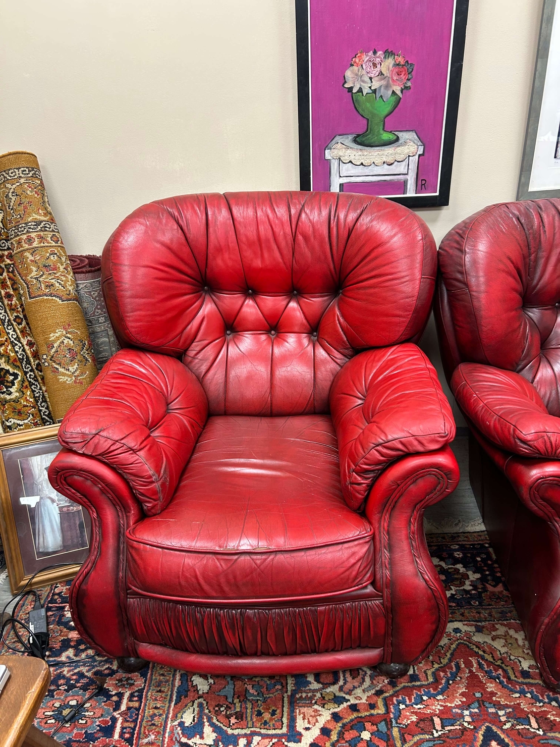 Честръфийлд диван тройка и 2 фотьойла