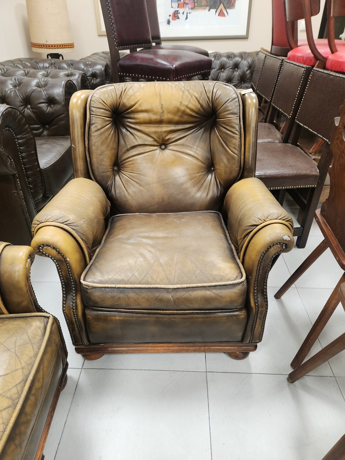 Фотьойл тип Chesterfield цвят уиски
