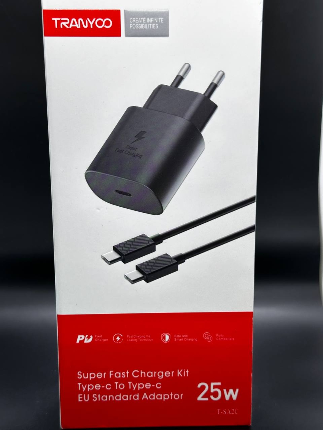 Комплект PD Адаптер 20w Т-SA2C със супер бързо зареждане и TYPE -C кабел