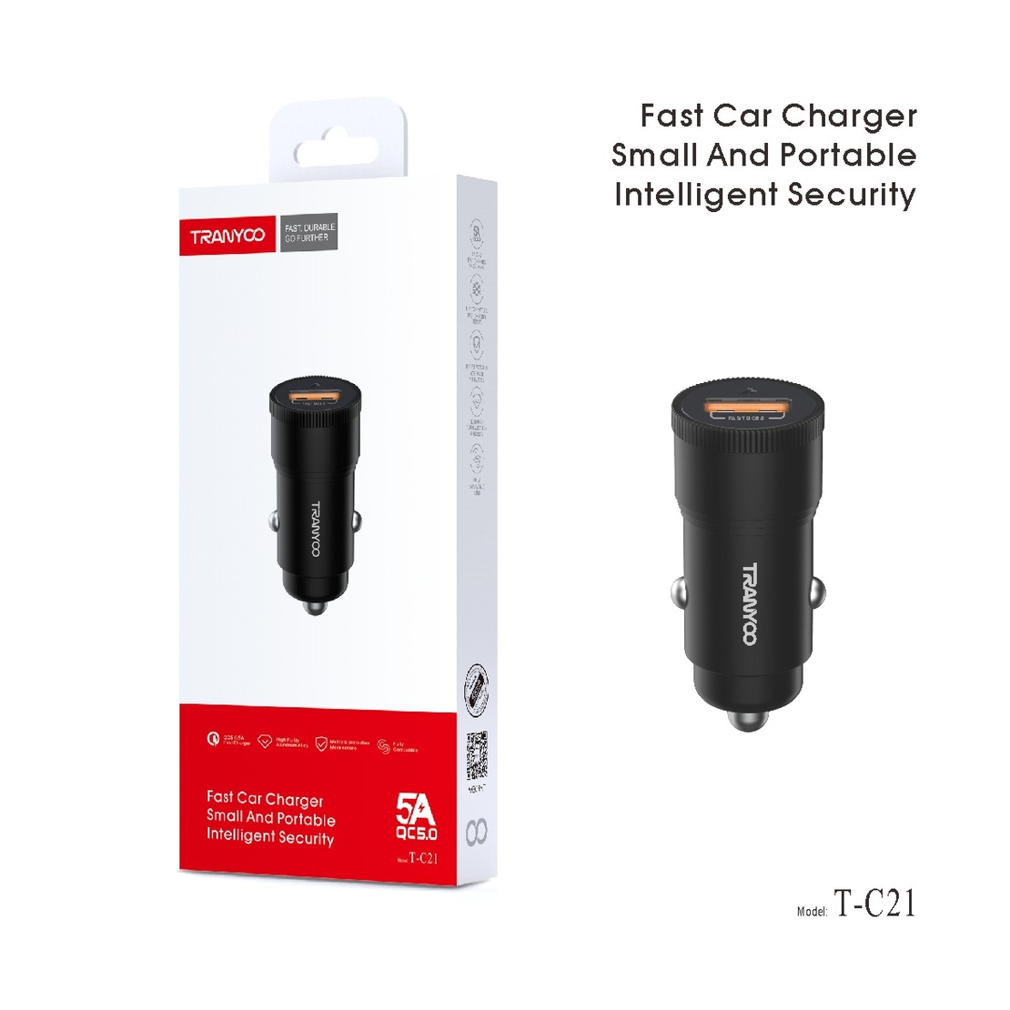 18W QC 5.0 Fast Charging Адаптер за автомобил TC-21