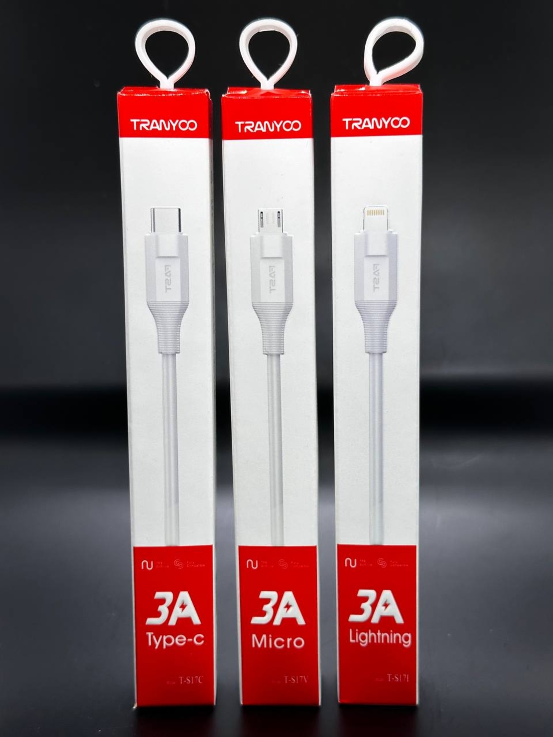 Кабел с бързо зареждане 3А и защита против прегъване Type C към USB A T-S17C