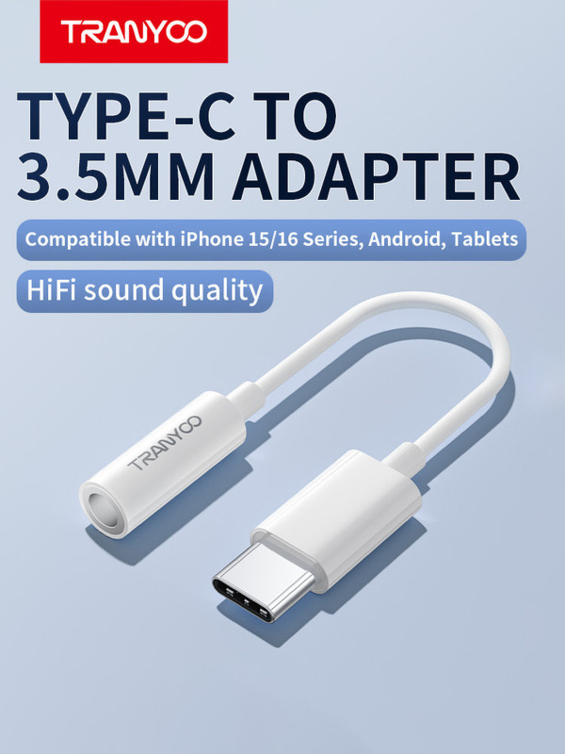 Tranyoo T-E7 преходен кабел Type C към AUX