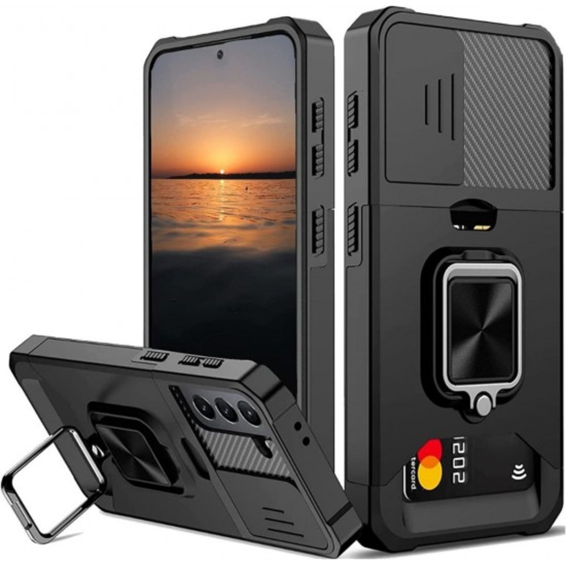 Удароустойчив калъф TP-30 за iPhone 17 Pro Max 4в1 с джобче