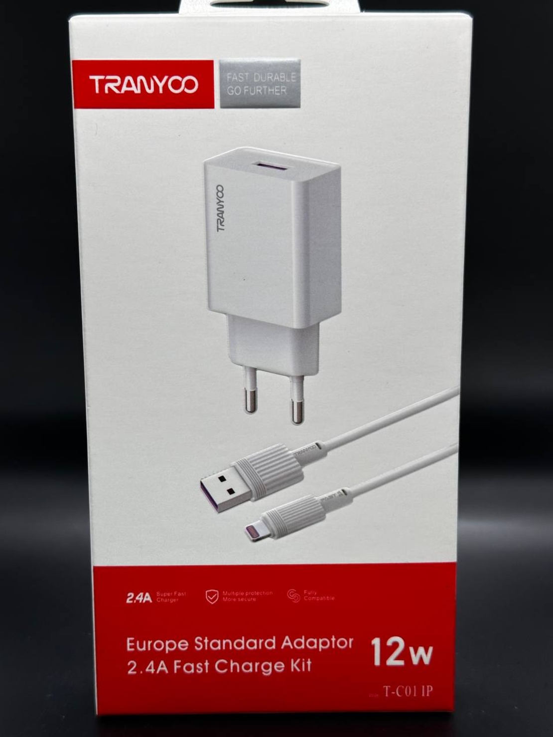 Комплект Fast Charge USB Адаптер 2.4а, 12w T-C01 Lightning кабел
