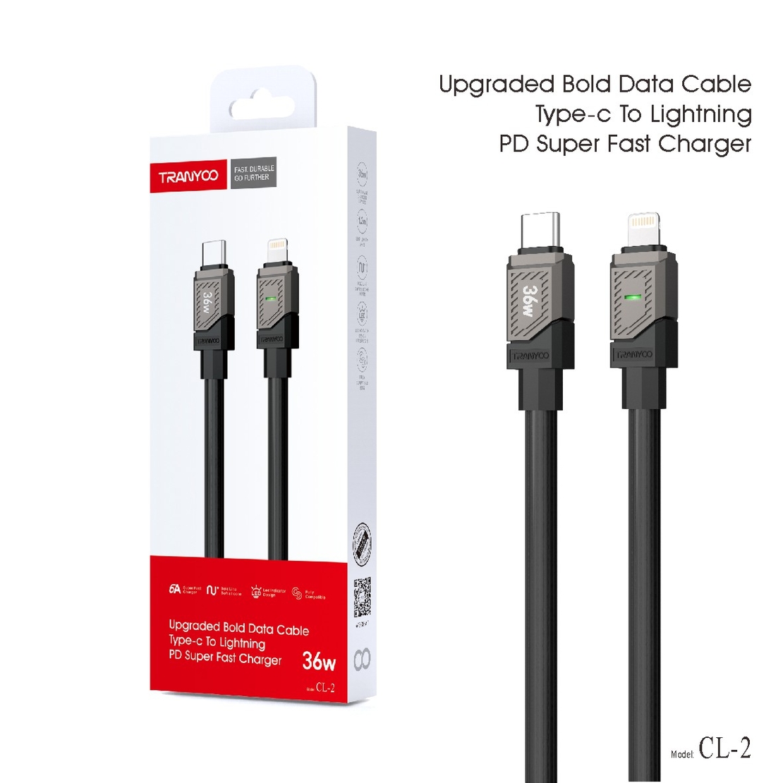 36w PD Super Fast Charging кабел Type C към Lightning с оплетка CL-2