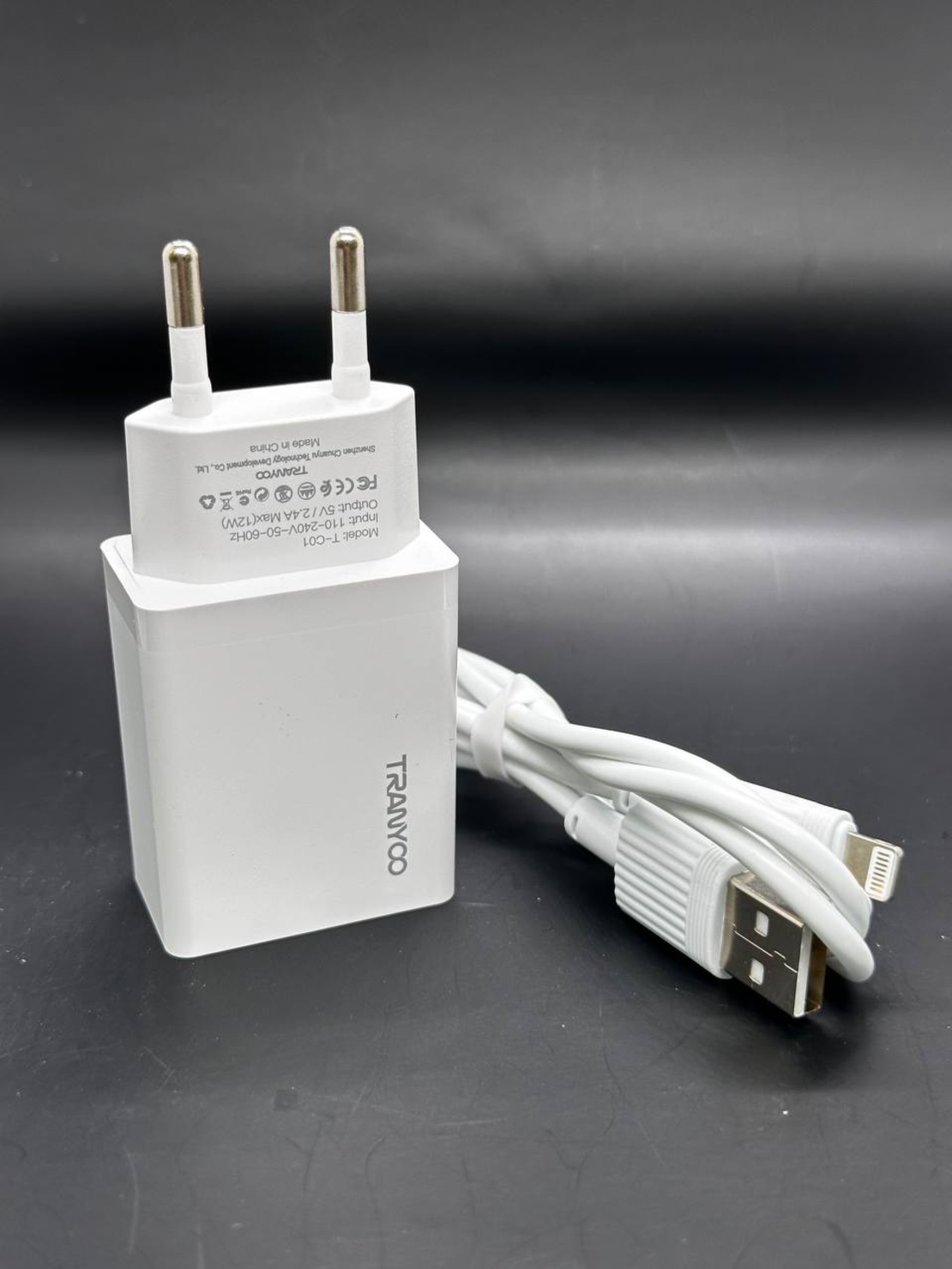 Комплект Fast Charge USB Адаптер 2.4а, 12w T-C01 Lightning кабел