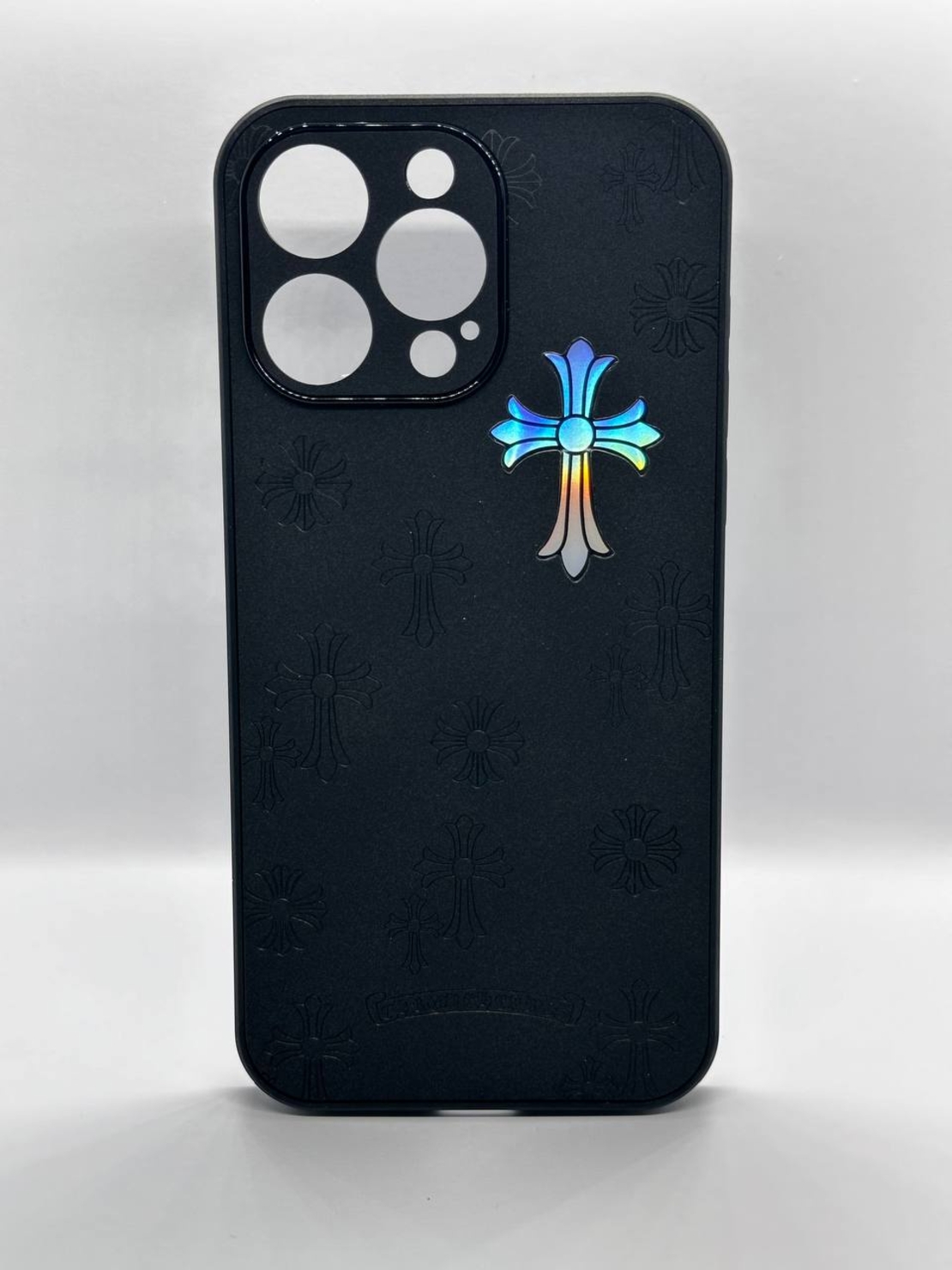 Модерен, черен калъф от плат с кръст RT-17 за iPhone 13 pro max