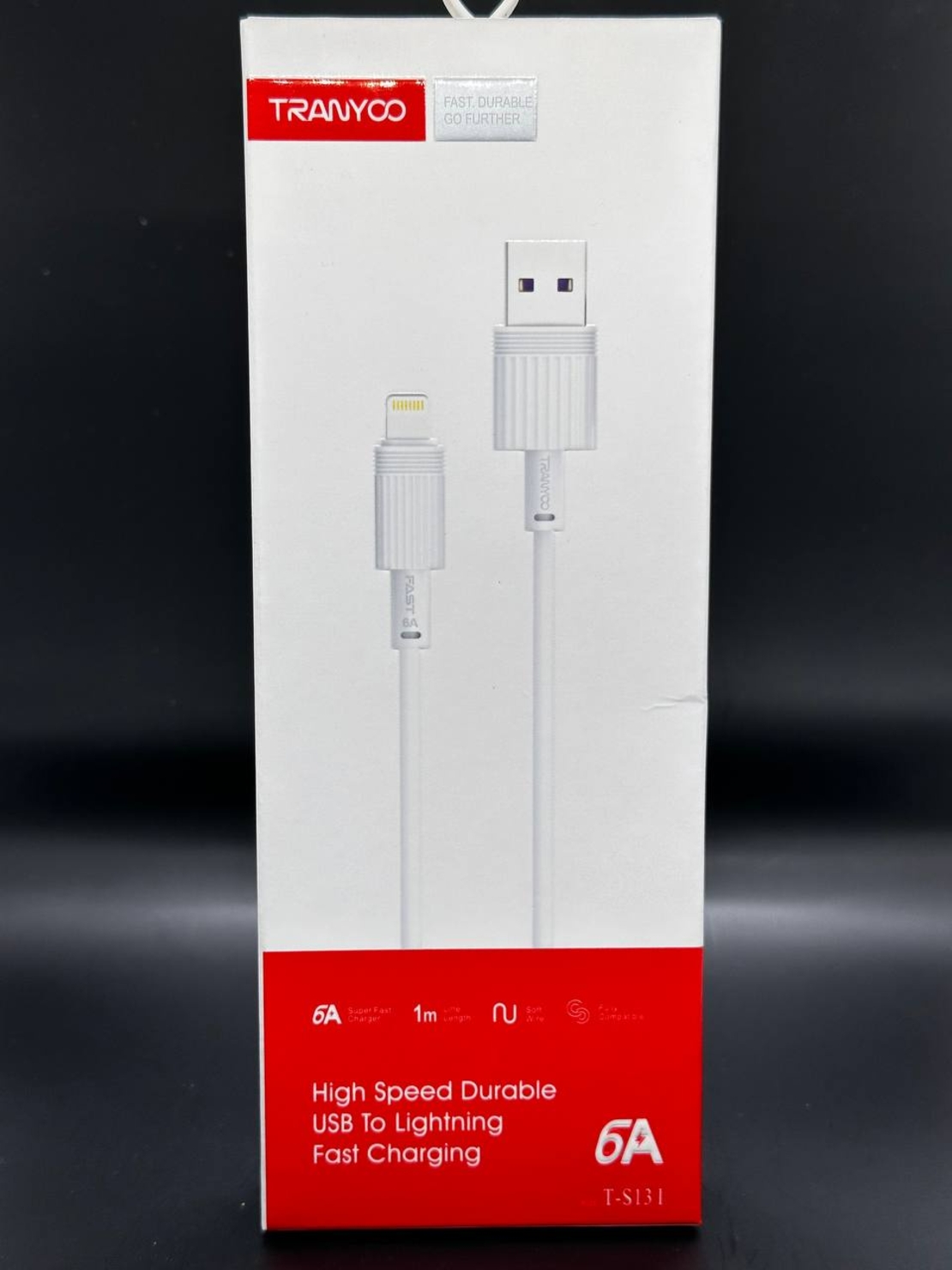 Кабел с бързо зареждане 6А и защита против прегъване Lightning към USB A T-S13L