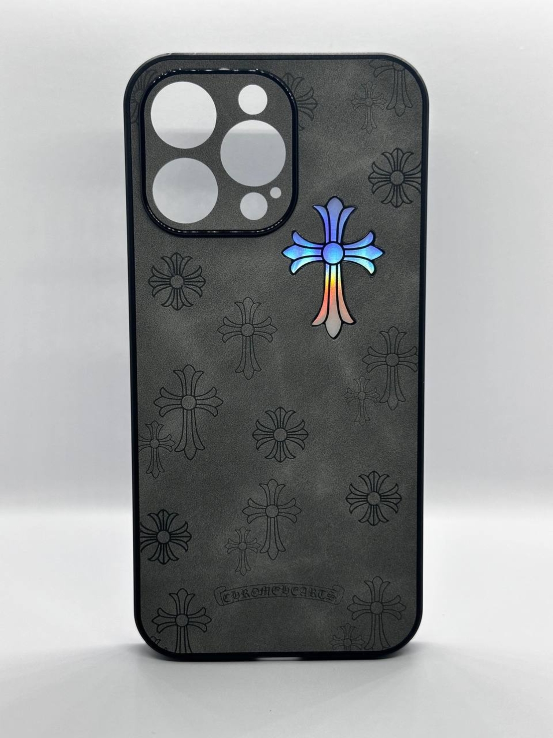 Модерен, сив калъф от плат с кръст RT-17 за iPhone 13