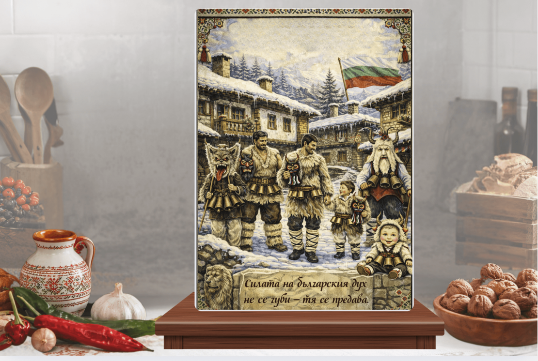 Стъклена персонализирана дъска  Кукери 1