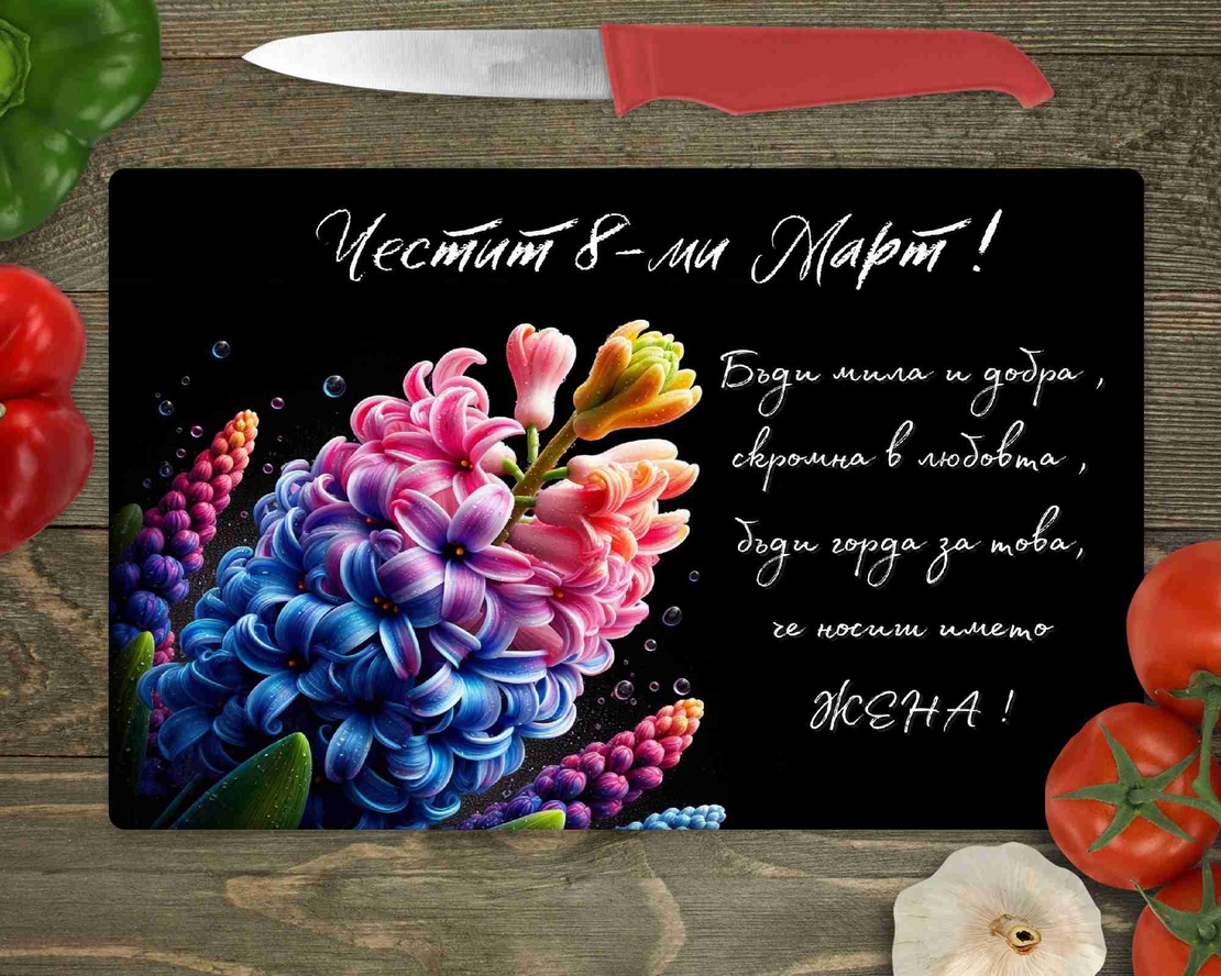 Стъклена дъска за рязане , 8ми март,Цветница - 38