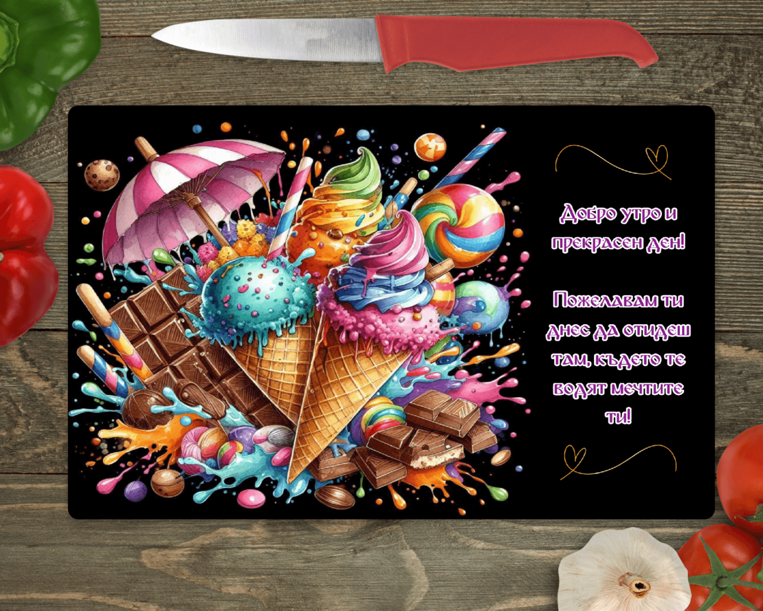 Стъклена дъска за рязане Сладоледи 4 от 1-10