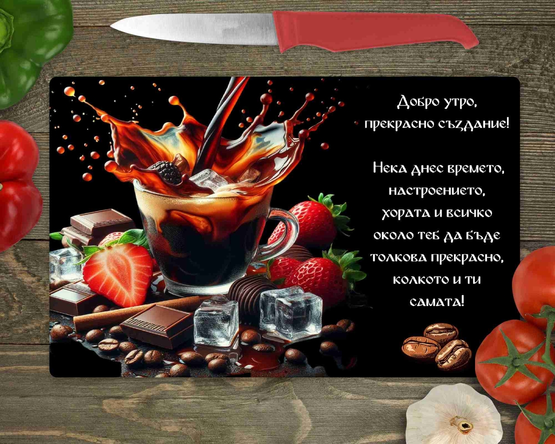 Стъклена дъска за рязане Кафе 3