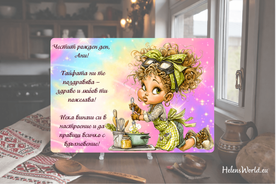 Стъклена персонализирана дъска за рязане Рожден ден 1