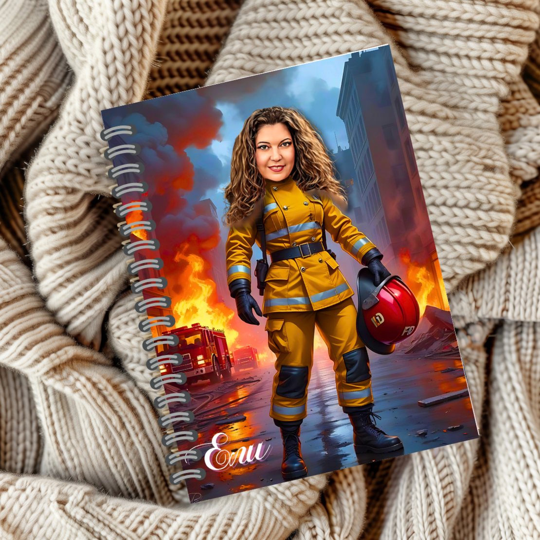 Тефтер ръчно правен персонализиран Пожарникарка