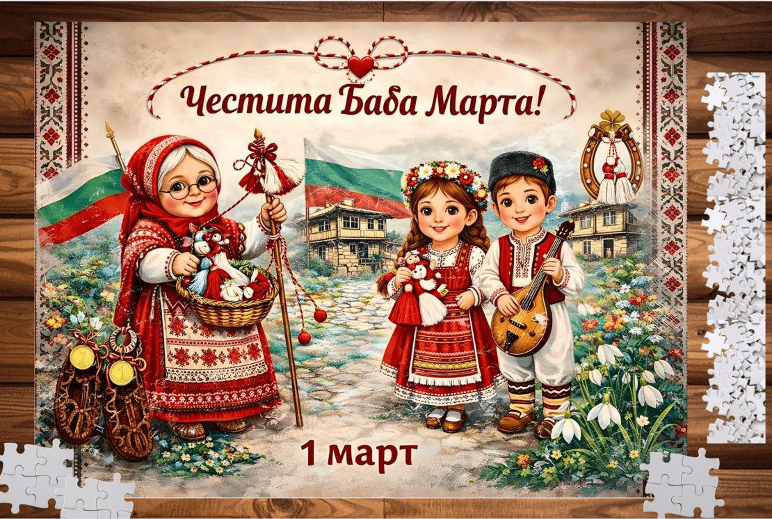 Картонен пъзел Баба Марта 1