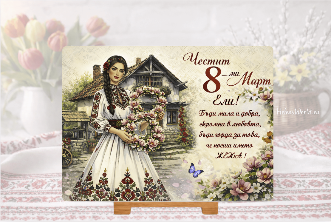 Стъклена дъска за рязане , 8ми март,Цветница - 77